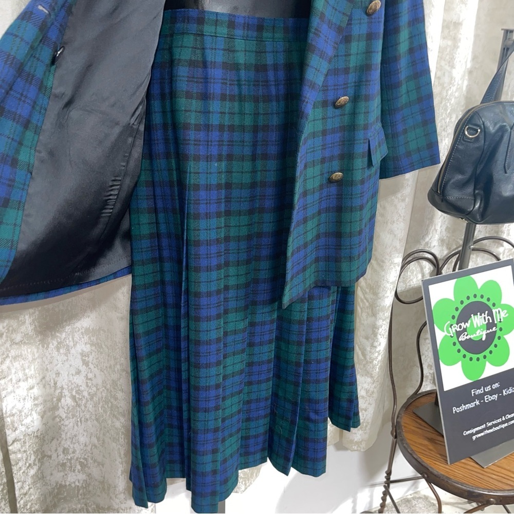 Pendleton Plaid Double-Breasted Blazer And Skirt … - image 7